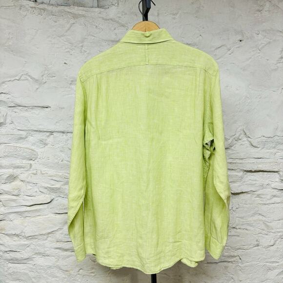 Banana Republic Shirt Mens Small Linen Long Sleeve Button Up Summer Lime Green - Picture 5 of 7